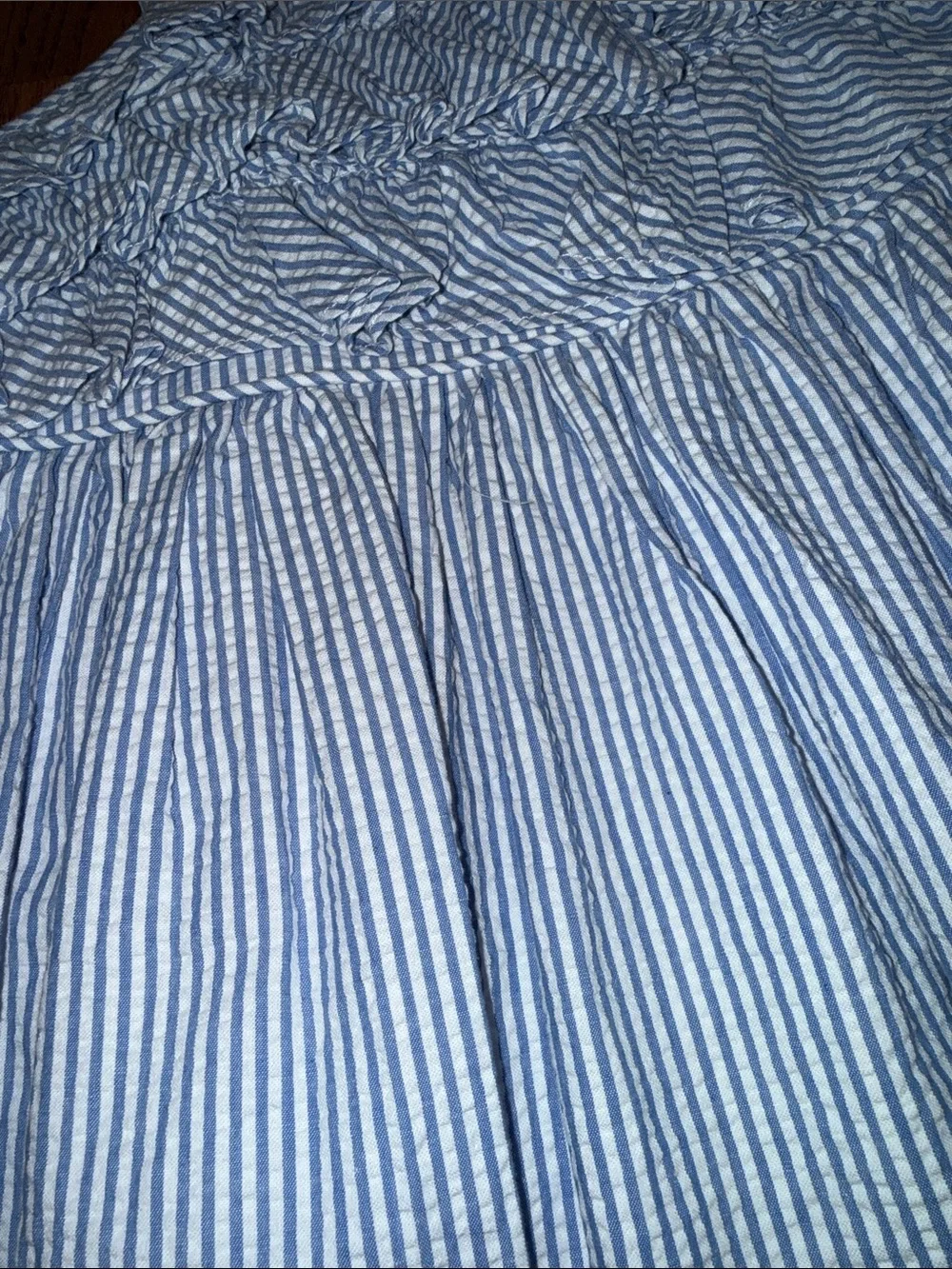 Ralph Lauren girls seersucker Ruffle front dress size 12 NWOT